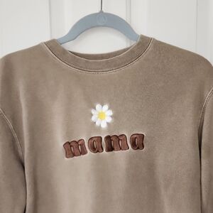 Brown Mama diasy Embroidered Sweatshirt